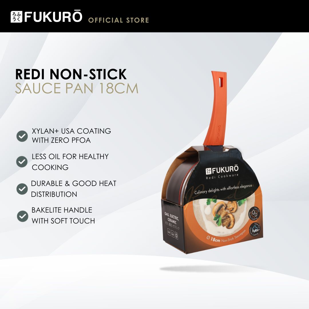 HH 3024 – Fukuro Redi Non-Stick Sauce Pan With Lid 18cm – With Packaging