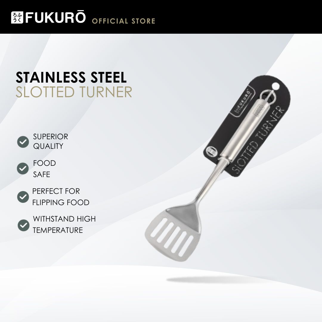 HH 0349 – Fukuro Stainless Steel Slotted Turner – With Packaging