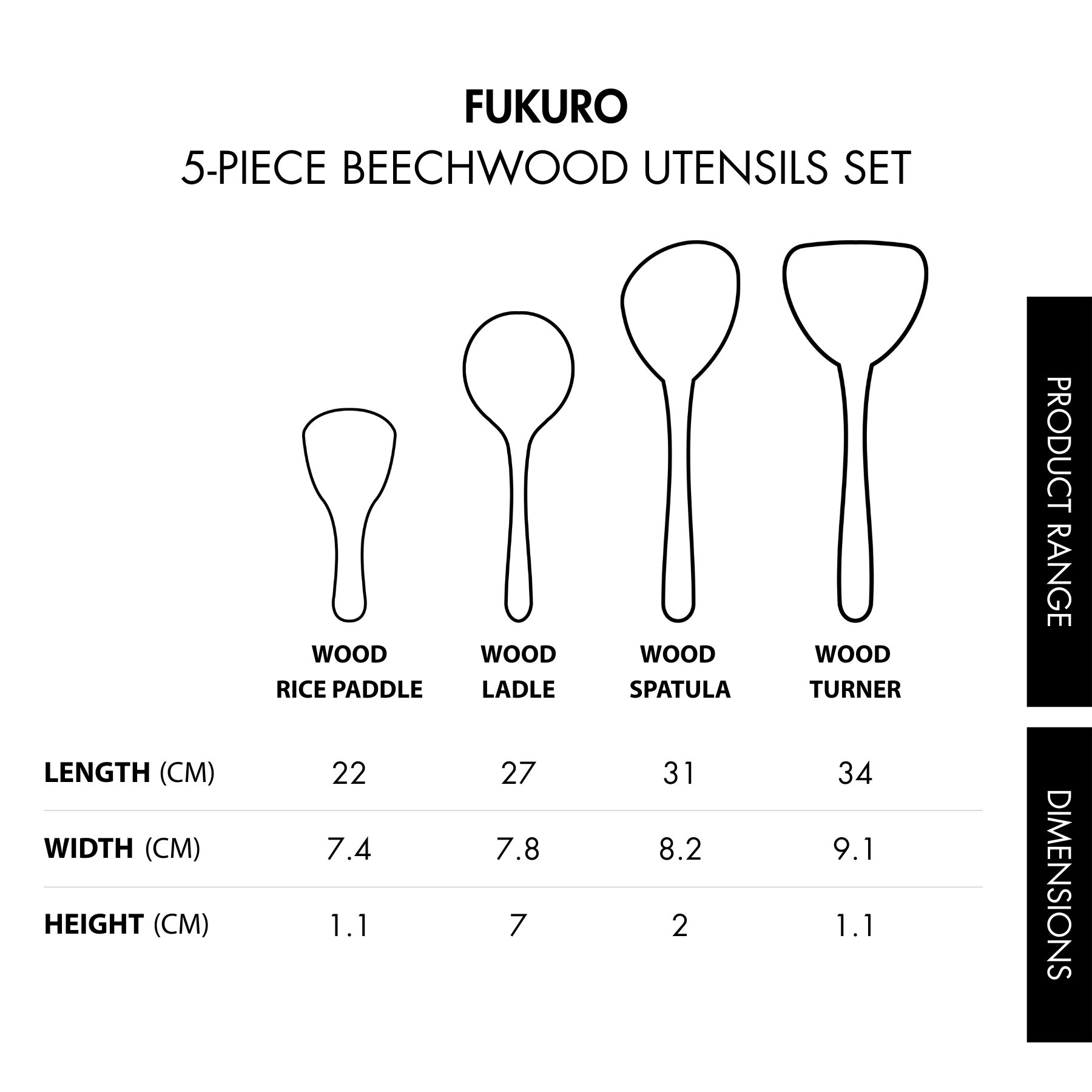 HH 0415_Fukuro 5-Piece Beechwood Utensils Set