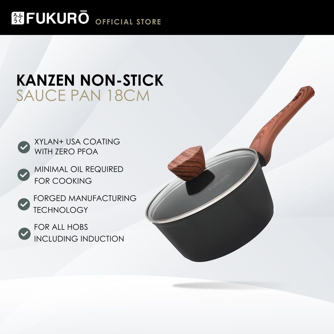 HH 3007 – Fukuro Kanzen Forged Non-Stick Sauce Pan With Lid 18cm – Without Packaging