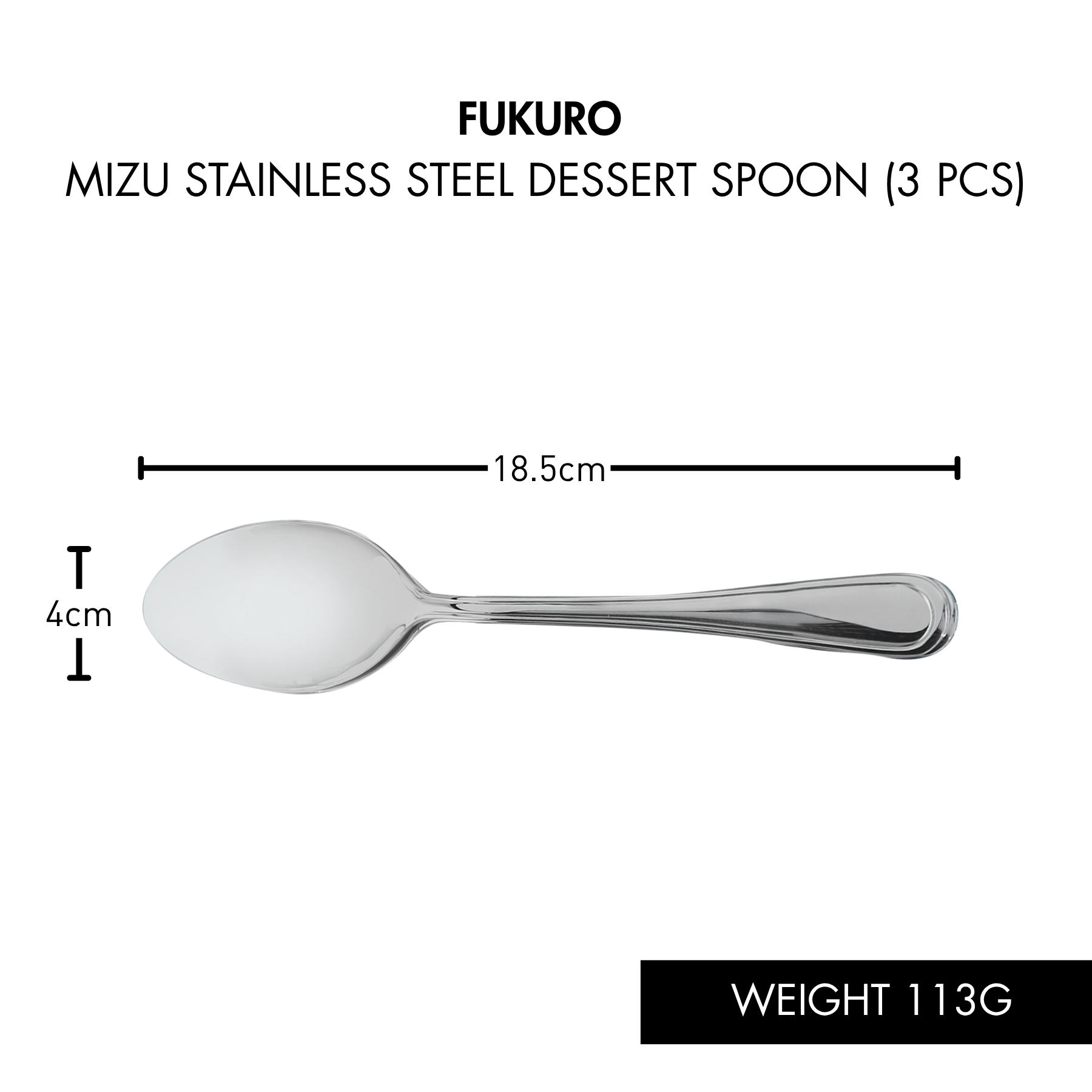 HH 0343_Fukuro Mizu Stainless Steel Dessert Spoon (3 pcs)