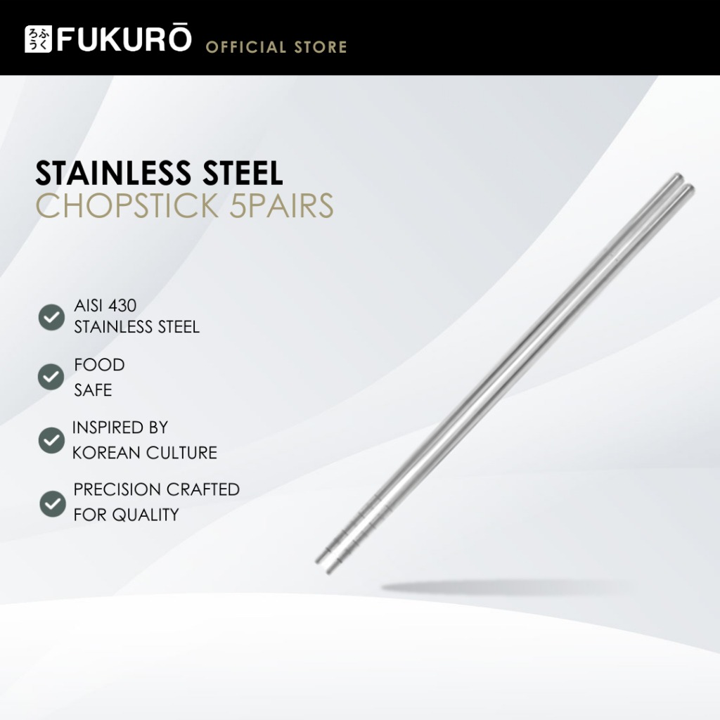 HH 0418 – Fukuro Premium Stainless Steel Chopsticks (5 Pairs) – Without Packaging