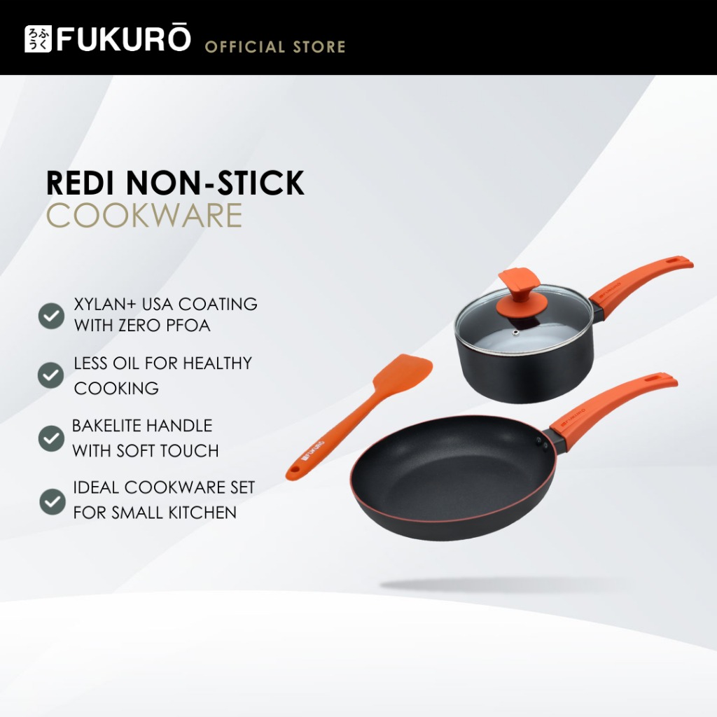 HH 3026 – Fukuro Redi Non-Stick Set 2 (FP24, SP18, Silicone Spatula) – Without Packaging