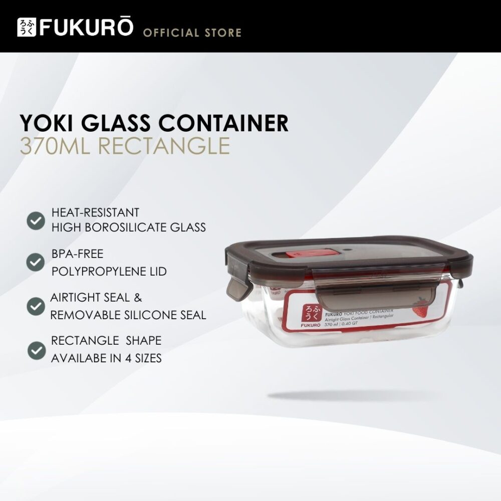 Fukuro Yoki Borosilicate Glass Container 370ml Rectangle