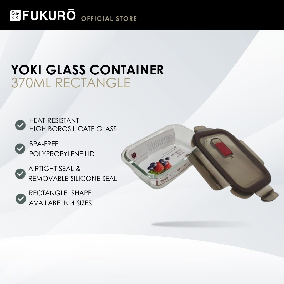 HH 5005 – Fukuro Yoki Borosilicate Glass Container 370ml Rectangle – Open Cover