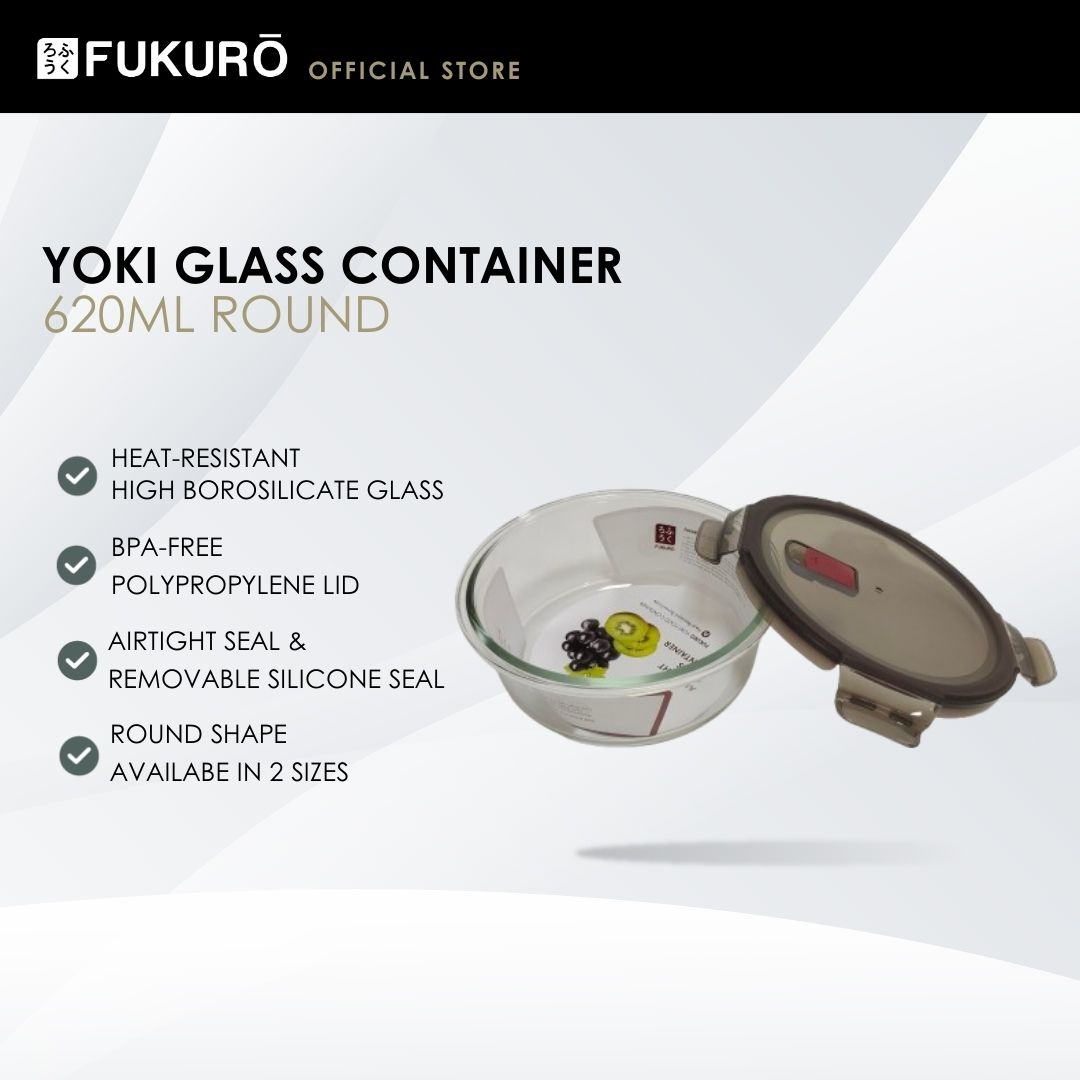 HH 5010 – Fukuro Yoki Borosilicate Glass Container 620ml Round – Open Cover