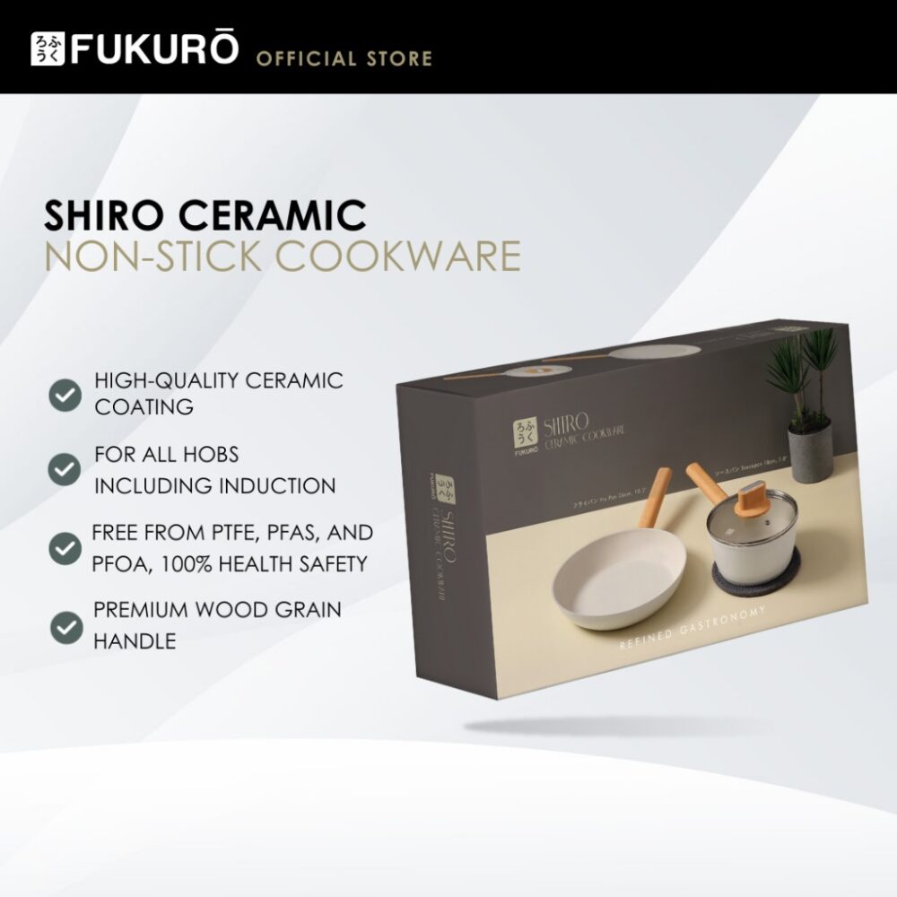 Fukuro Shiro Ceramic Non-Stick Cookware Set (FP26 + SP18)