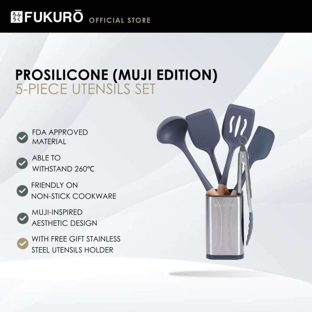 Fukuro ProSilicone 5-Piece Cooking Utensil Set (Muji Edition)
