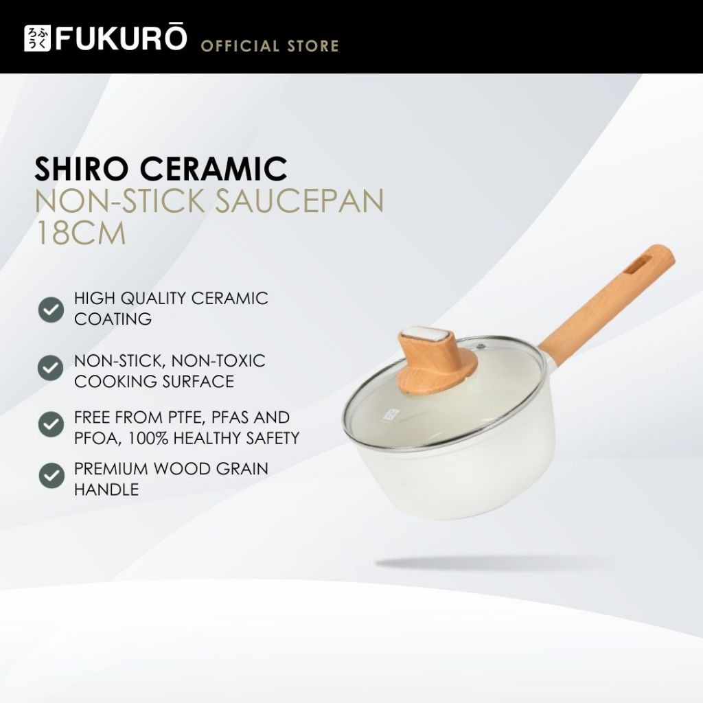 HH 3054 – Fukuro Shiro Ceramic Non-Stick Saucepan 18cm – Without Packaging