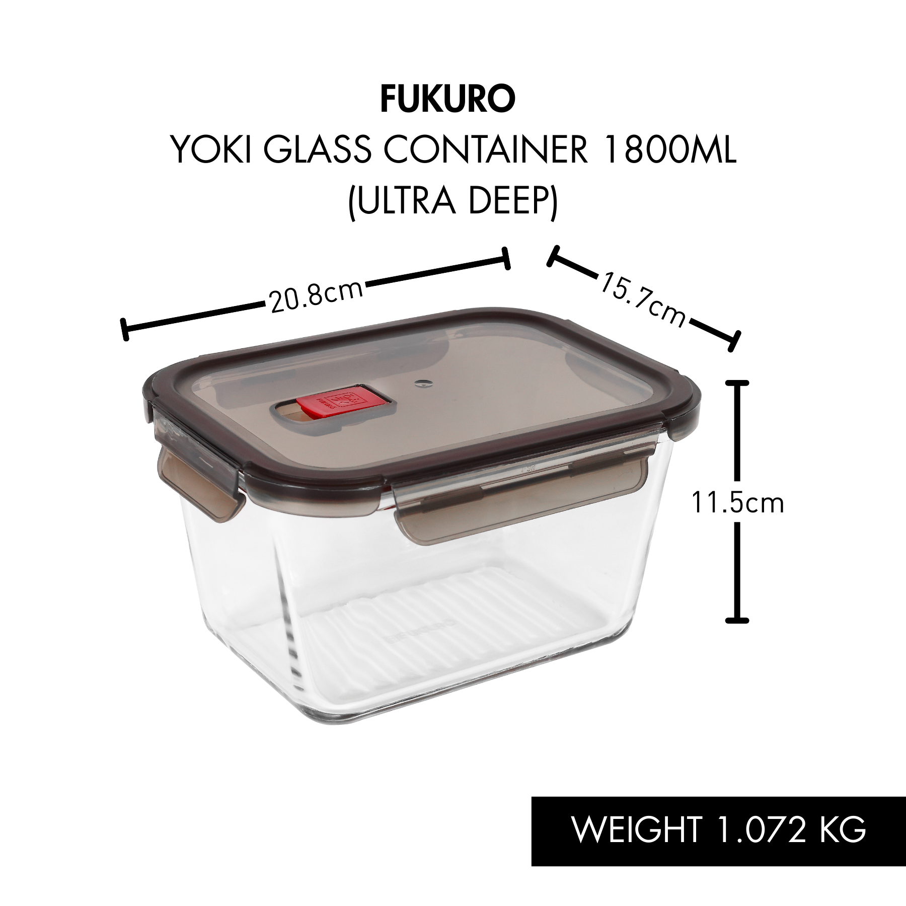HH 5015 Fukuro Yoki Borosilicate Glass Container 1,800ml Rectangle (1)